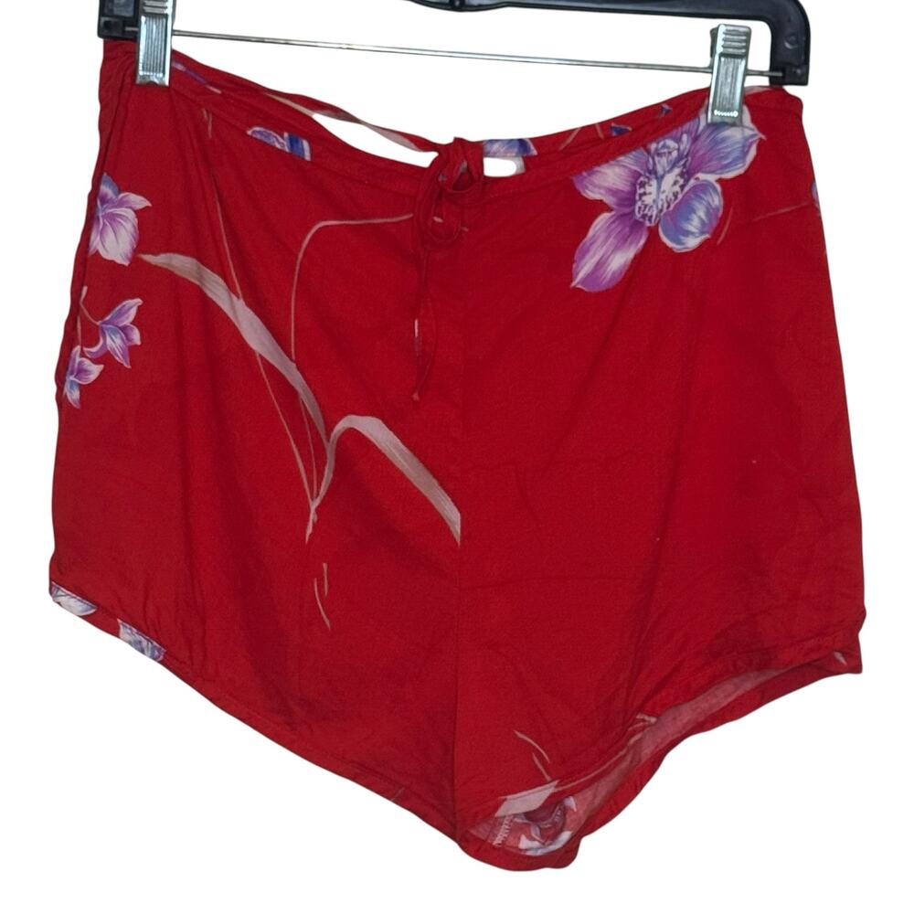 Liberty House of Hawaii Heritage Red Tropical Print Wrap Shorts
